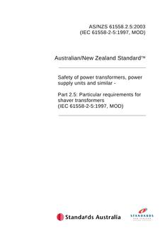 AS/NZS 61558.2.5:2003 PDF