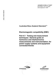 AS/NZS 61000.4.7:2007 PDF