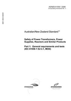 AS/NZS 61558.1:2008 PDF