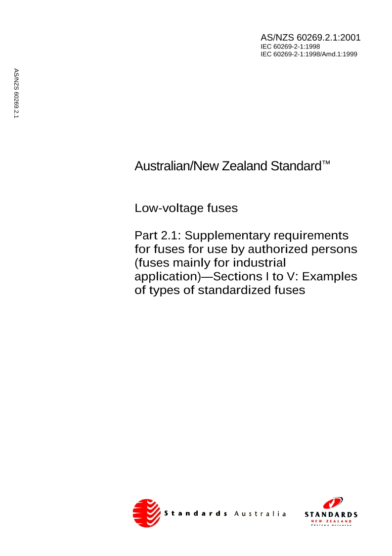 AS/NZS 60269.2.1:2001 PDF