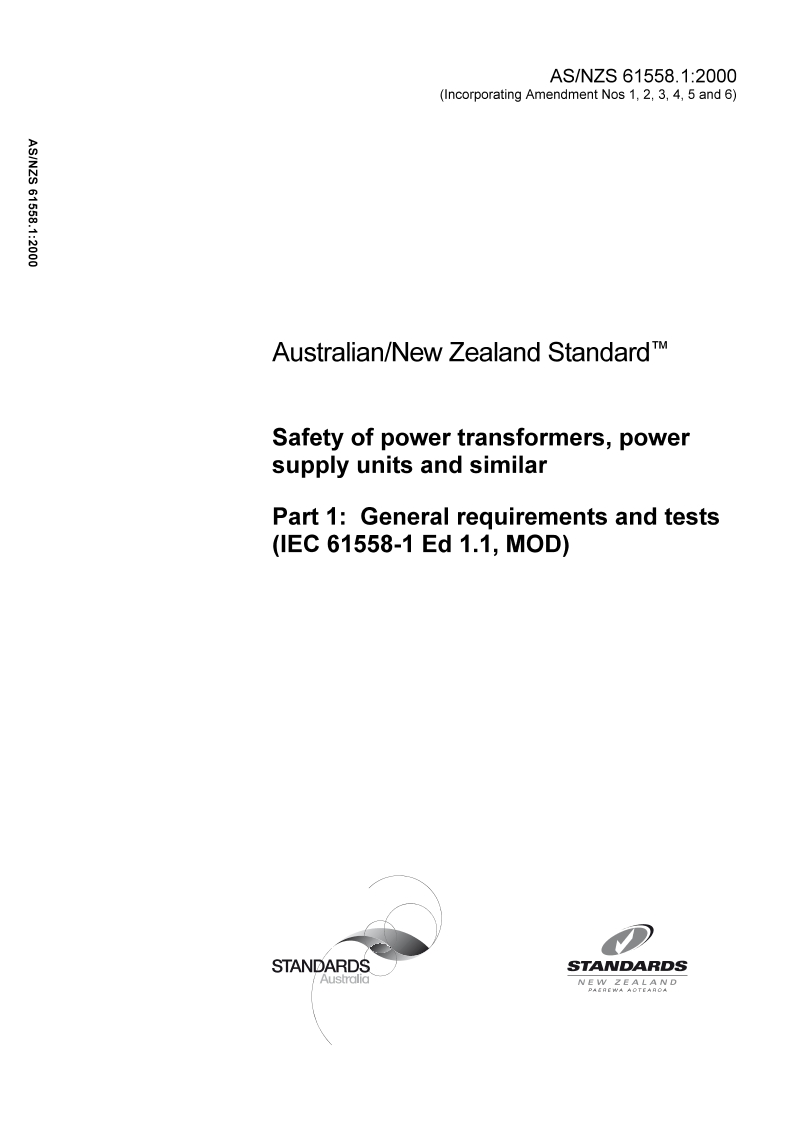 AS/NZS 61558.1:2000 PDF