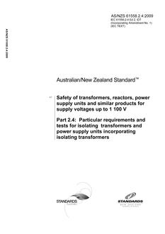 AS/NZS 61558.2.4:2009 PDF