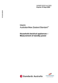 AS/NZS 62301(INT):2003 PDF