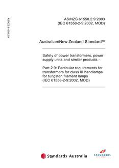 AS/NZS 61558.2.9:2003 PDF