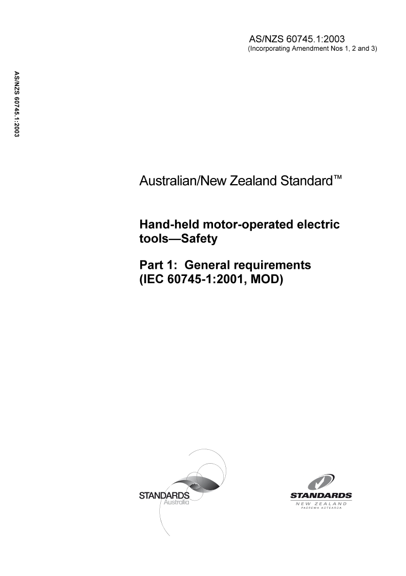 AS/NZS 60745.1:2003 PDF