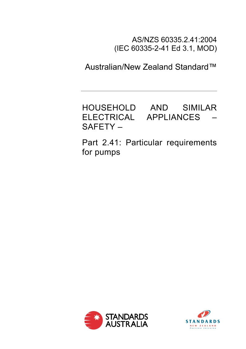 AS/NZS 60335.2.41:2004 PDF