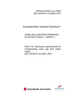 AS/NZS 60745.2.11:2003 PDF