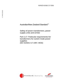 AS/NZS 61558.2.17:2001 PDF