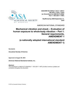 ASA S2.72/Part 1 Amd. 1-2010/ISO 2631-1 Amd. 1:2010 (R2018) PDF