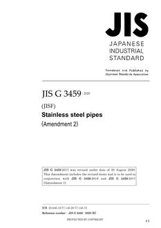 JIS G 3459:2016/AMENDMENT 2:2020 PDF